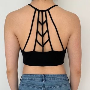 FOREVER 21 (EUC)✨BLACK STRAPPY CROP TOP